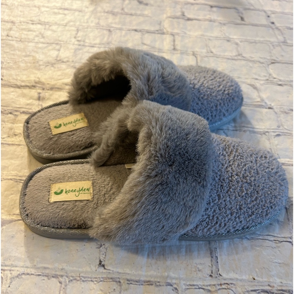 HONEYDEW INTIMATES WOMENS GREY SCUFF SLIPPERS SIZE M(7-8)